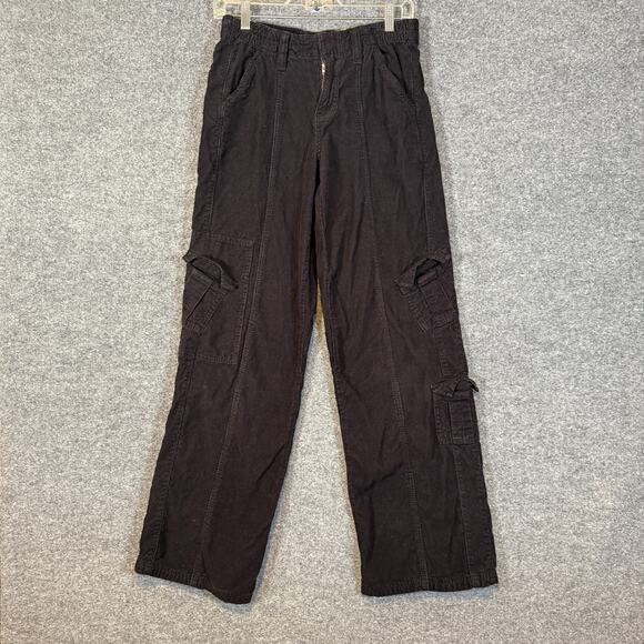 Urban Outfitters Pants Womens XS Black Cargo Corduroy Y2K Cargo Oversized - Picture 1 of 9